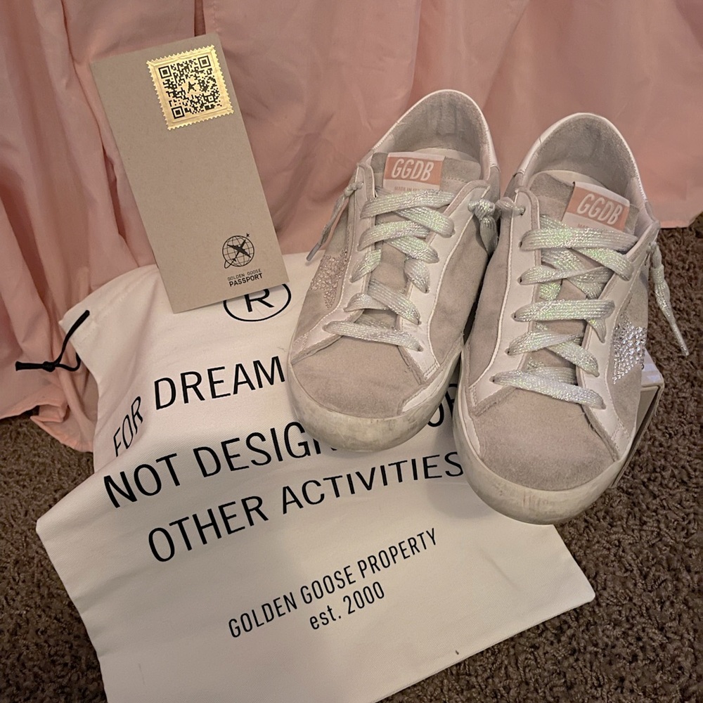 Golden Goose Low Stars in Suede & Leather with Swarovski crystals